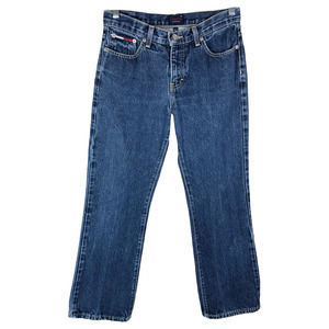 VTG Tommy Hilfiger Jeans Junior Size 5 Womens Size 26‎ Flag Patch Logo Denim 374